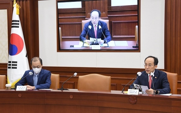 추경호 부총리 겸 기획재정부 장관이 5일 서울 종로구 정부서울청사에서 열린 ‘경제규제혁신 TF회의’를 주재, 모두발언을 하고 있다. (사진=기획재정부)