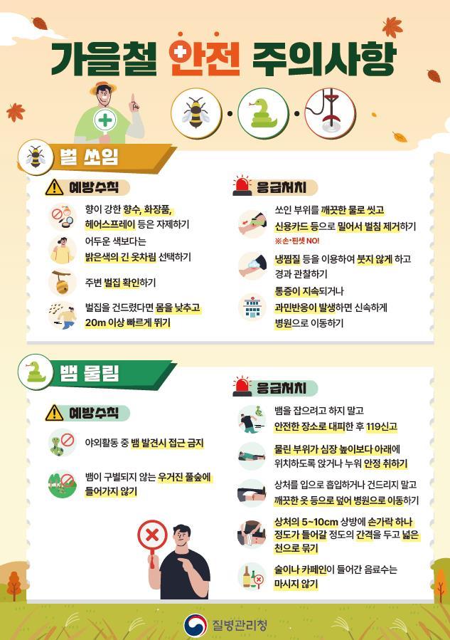 가을철 안전 주의사항.(출처=질병관리청 보도자료)