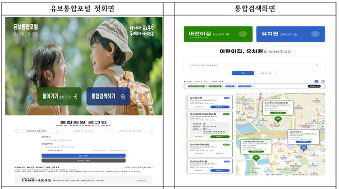 유보통합포털 주요화면