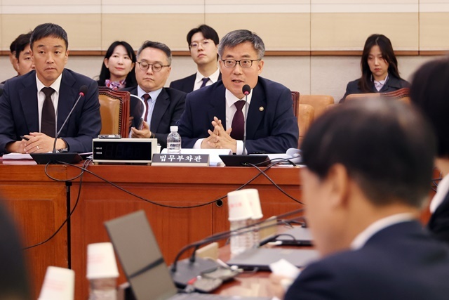 김석우 법무부 차관이 11월 7일 오전 국회 법제사법위원회 예산결산기금심사소위원회에서 위원 질의에 답하고 있다. 2024.12.24. / 연합뉴스