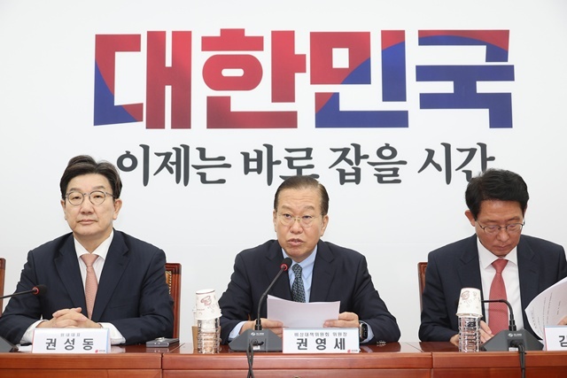 국민의힘 권영세 비상대책위원장이 10일 서울 여의도 국회에서 열린 비상대책위원회의에서 발언하고 있다. 2025.4.10. / 연합뉴스