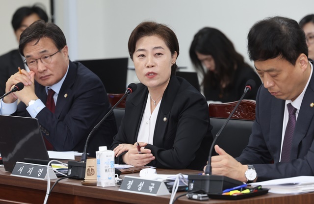 이재명 대표 헬기이송 질의하는 서지영 국힘 의원 [연합뉴스 자료사진 2025.4.13. / 연합뉴스