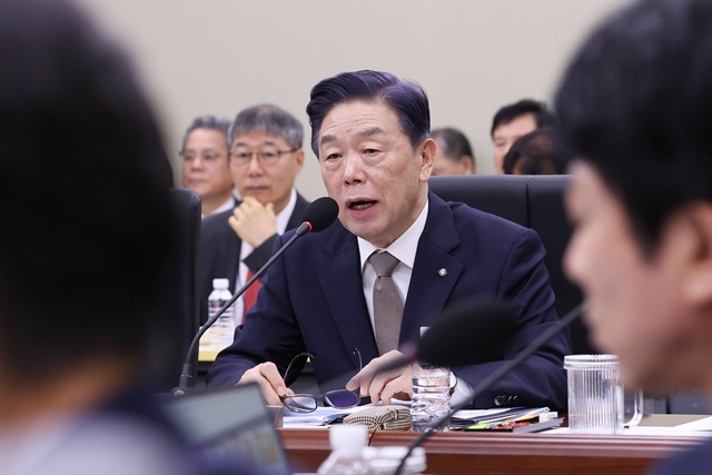 김형석 독립기념관장이 16일 정부세종청사에서 열린 국회 정무위원회의 국가보훈부, 국민권익위원회 등에 대한 국정감사에서 위원들의 질의에 답하고 있다. / 연합뉴스