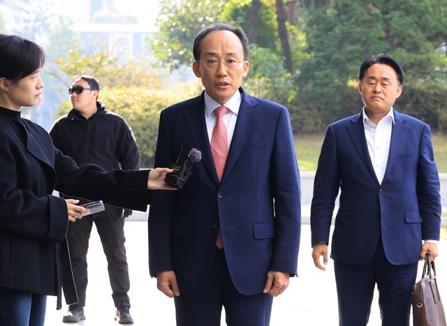 질문에 답하는 추경호 전 원내대표 / 연합뉴스