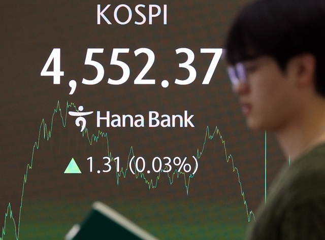 코스피, 장중 강보합 전환해 4,550대 / 연합뉴스