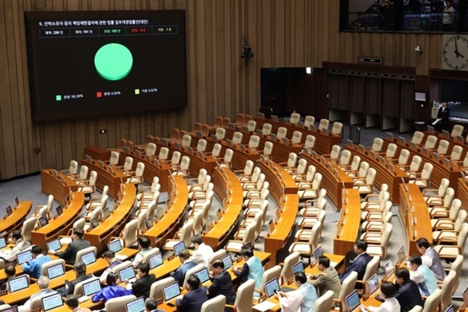 본회의서 아빠 '출산전후' 휴가법 등 63건 통과…국힘은 보이콧(종합)